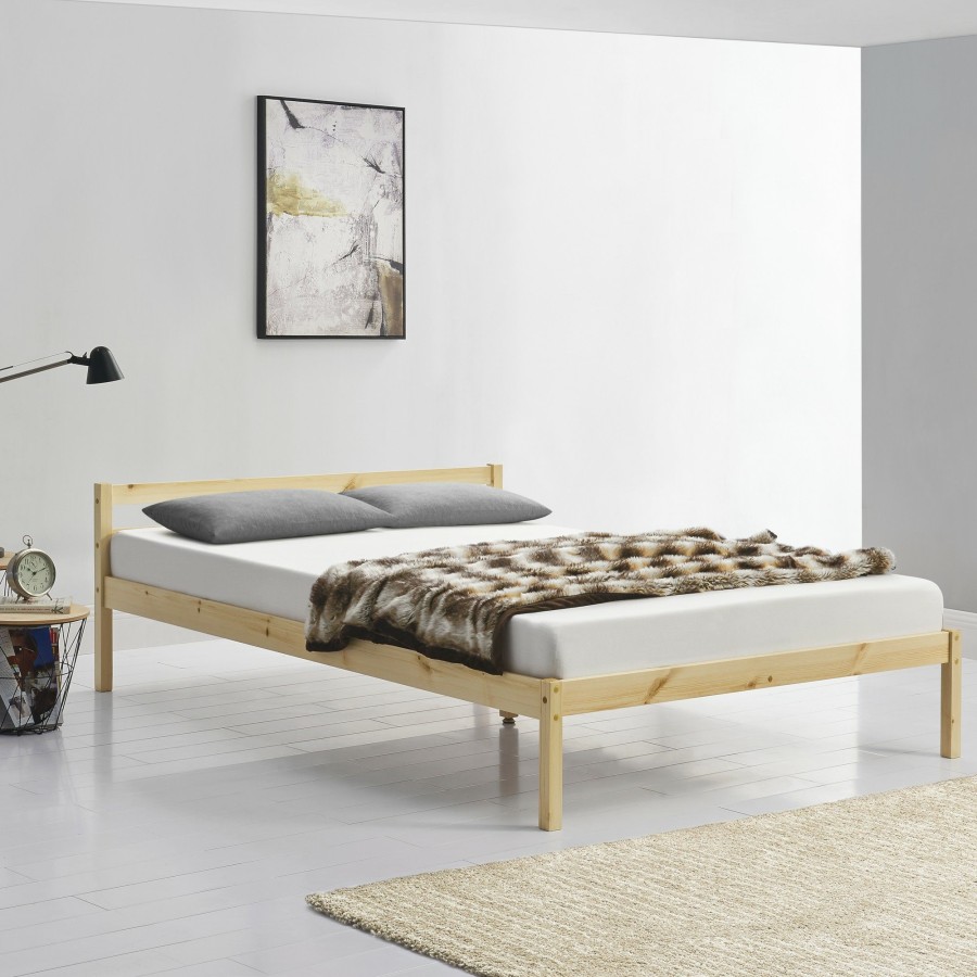 Bettgestelle * | En.Casa Holzbett Vimmerby 180 200 Cm Braun 206 X 60 X 186 Cm