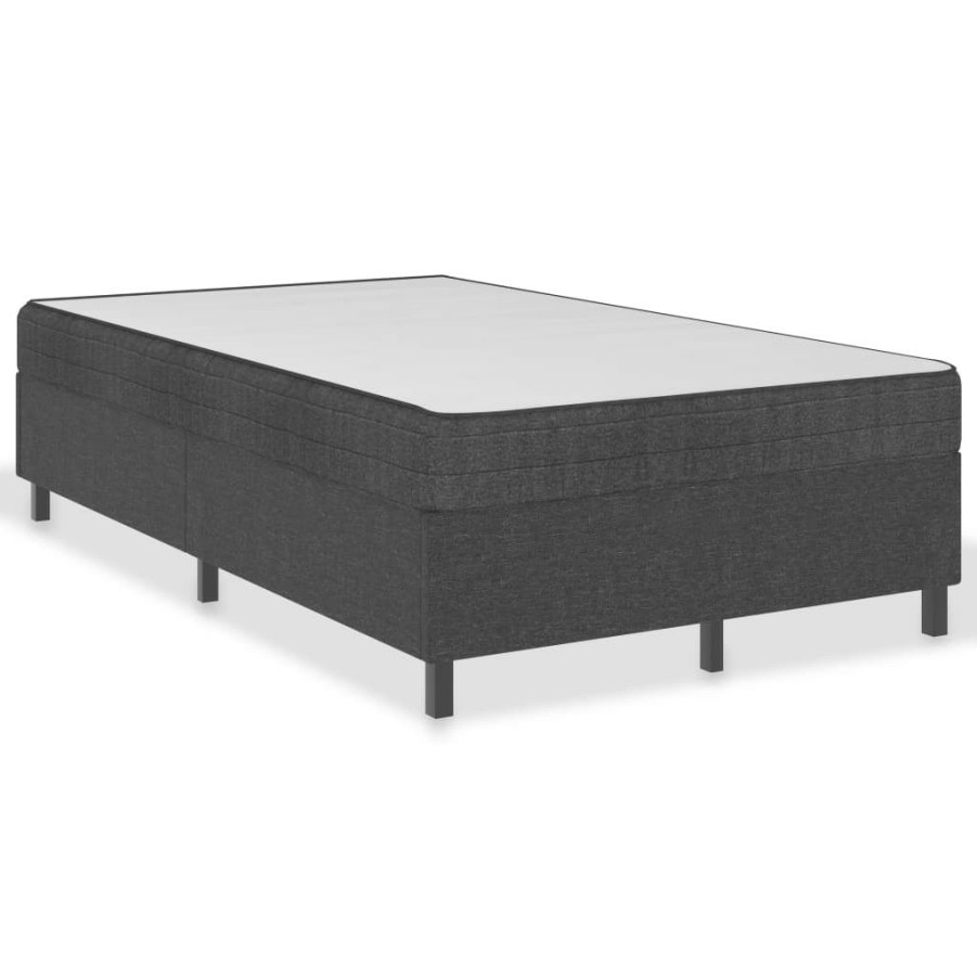 Bettgestelle * | Vidaxl Boxspringbett Dunkelgrau Stoff Vidaxl Boxspringbett Dunkelgrau Stoff 120 200 Cm