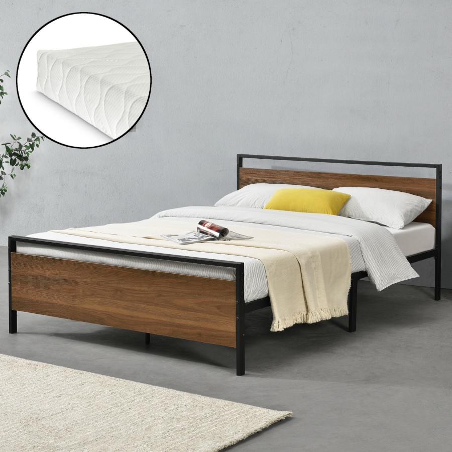 Bettgestelle * | En.Casa Metallbett Finse Mit Matratze Breite: 144 Cm