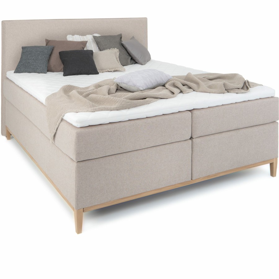 Boxspringbetten * | Wonello Boxspringbett Motala Eiche Dekor Beige Breite: 180 Cm