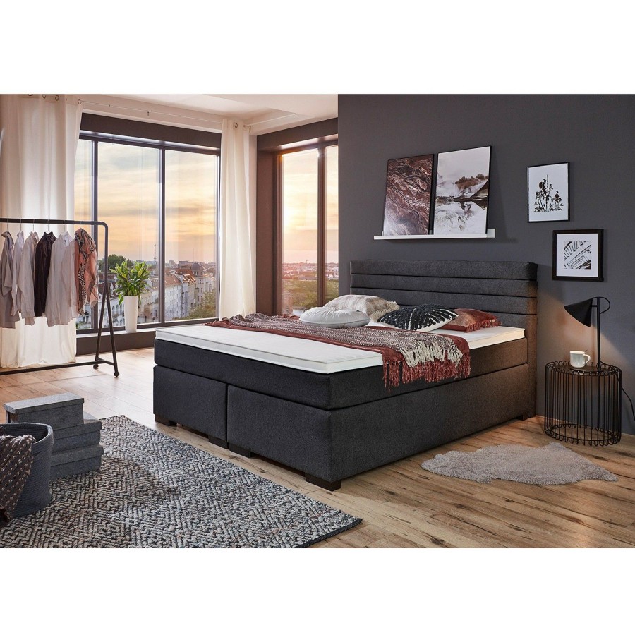 Boxspringbetten * | Loftscape Boxspringbett Swanston Dunkelgrau 180 X 200Cm