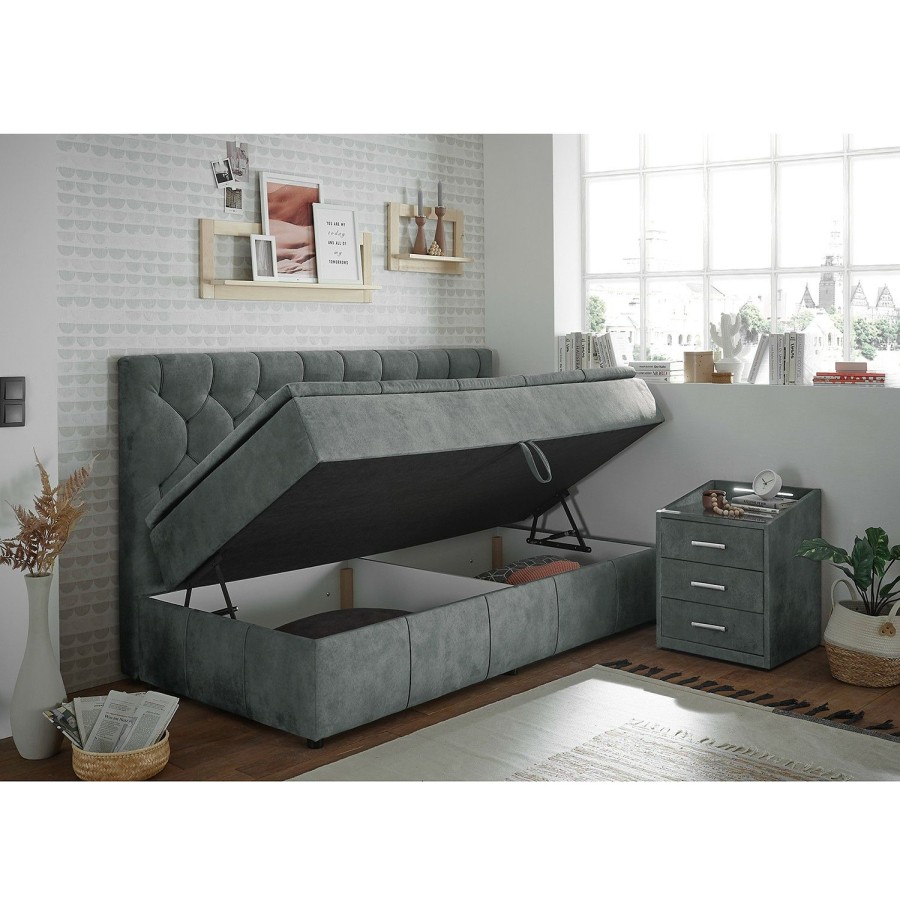 Bettgestelle * | Loftscape Polsterbett Madras Microfaser Salvo: Grau