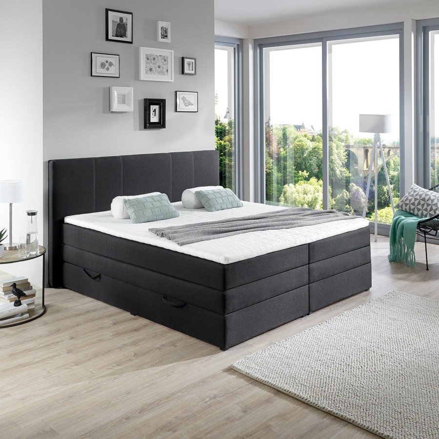 Boxspringbetten * | Loftscape Boxspringbett Maho Webstoff Inkl. Bettkasten 180 X 200Cm