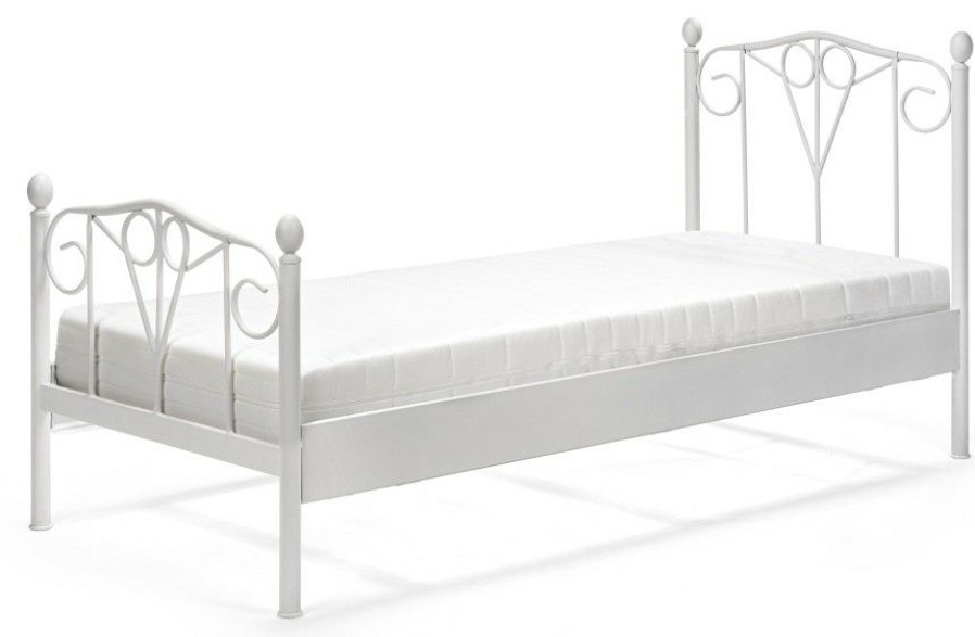 Bettgestelle * | Einrichten24 Metallbett Maya Weiss 90 200 Cm