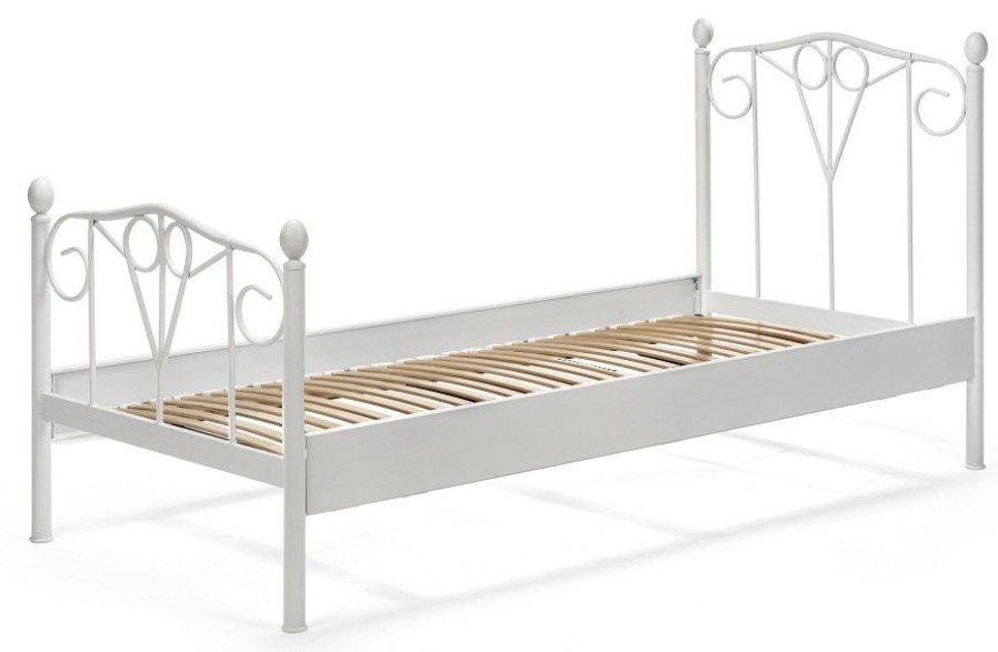 Bettgestelle * | Einrichten24 Metallbett Maya Weiss 90 200 Cm