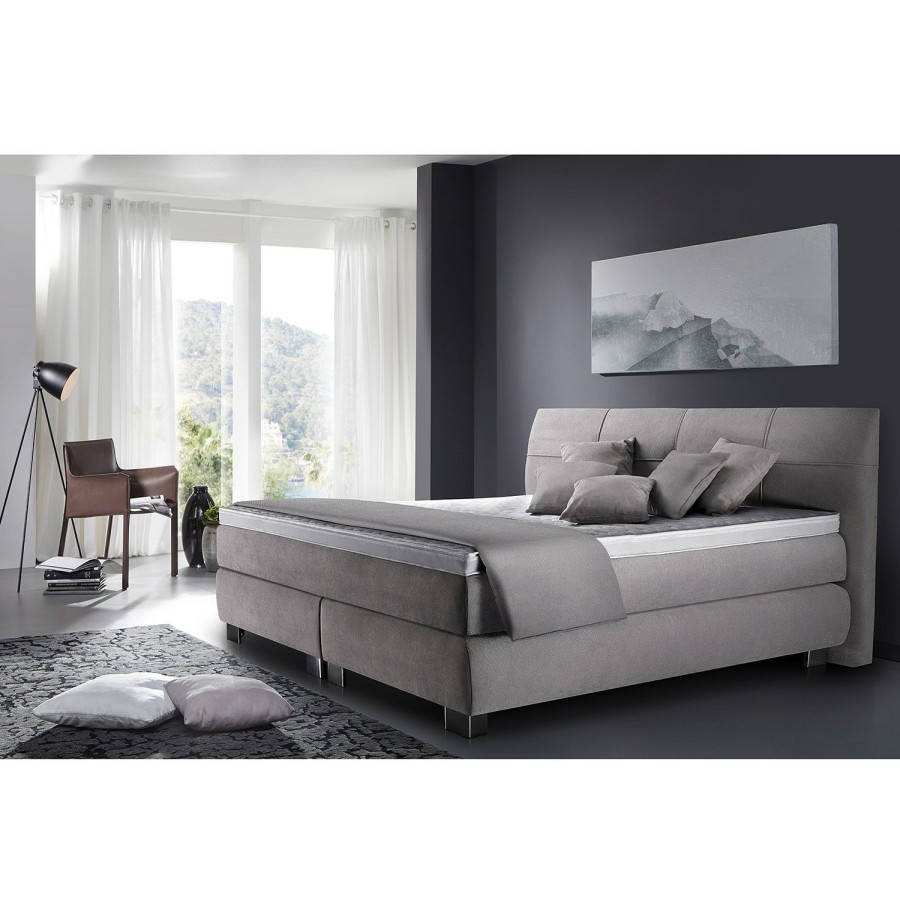 Boxspringbetten * | Loftscape Boxspringbett Fido Silber