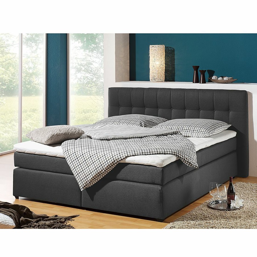 Boxspringbetten * | Maison Belfort Boxspringbett Jean Anthrazit 100 X 200Cm Kaltschaummatratze H2