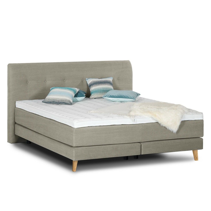 Boxspringbetten * | Morteens Boxspringbett Malby Beige 200 X 200Cm