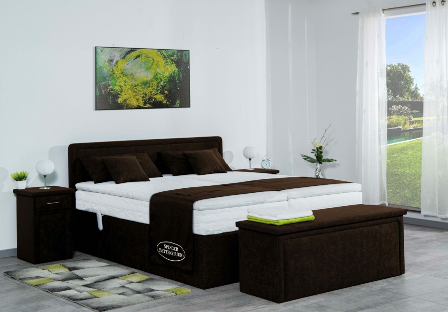 Boxspringbetten * | Spenger Bettenstudio Boxspringbett Montana Mit Elektro-Motor Dunkelbraun Breite: 180 Cm