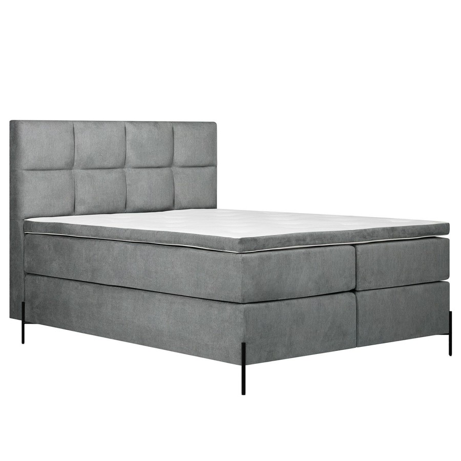 Boxspringbetten * | Loftscape Boxspringbett Sari Ii Flachgewebe Oriella: Grau 180 X 200Cm