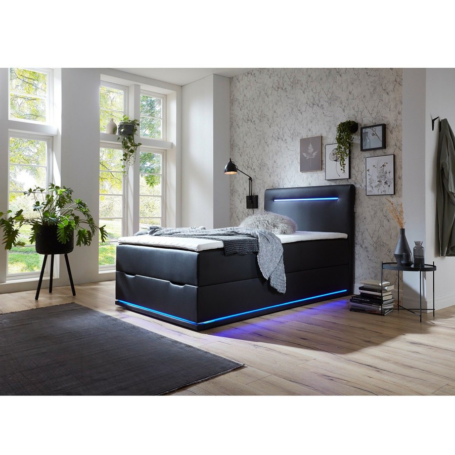 Boxspringbetten * | Meise.Mobel Boxspringbett Sunshine Schwarz 140 X 200Cm