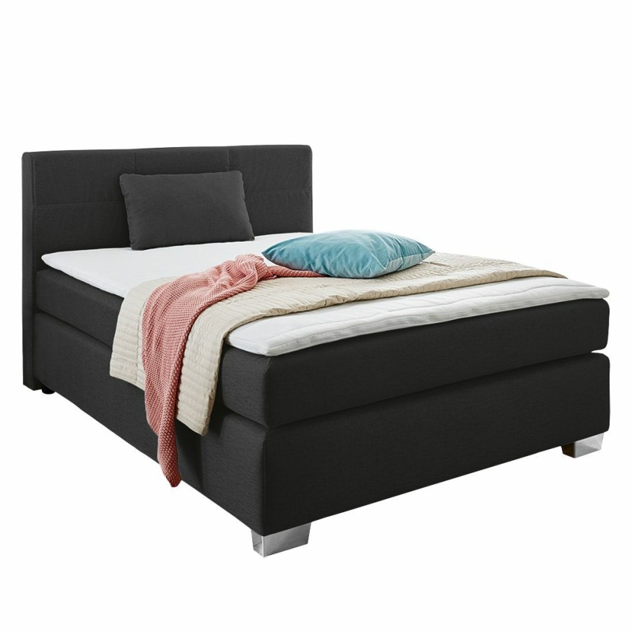 Boxspringbetten * | Loftscape Boxspringbett Evita Schwarz 140 X 200Cm