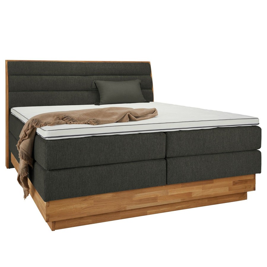 Boxspringbetten * | Loftscape Boxspringbett Merkur Flachgewebe Oria: Graphit 180 X 200Cm H3