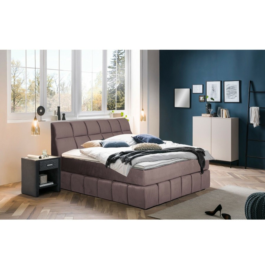 Boxspringbetten * | Loftscape Boxspringbett Casa View Taupe 160 X 200Cm H4