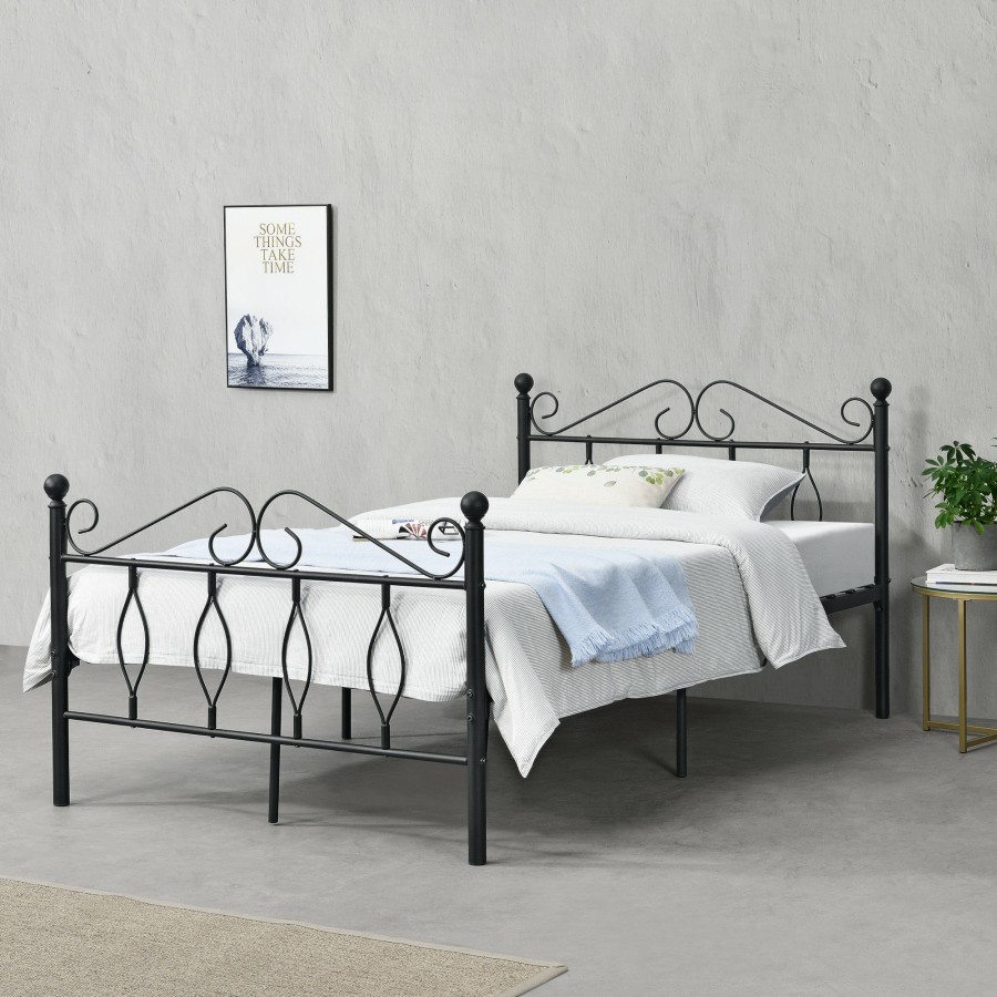 Bettgestelle * | En.Casa Metallbett Apolda Breite: 125 Cm