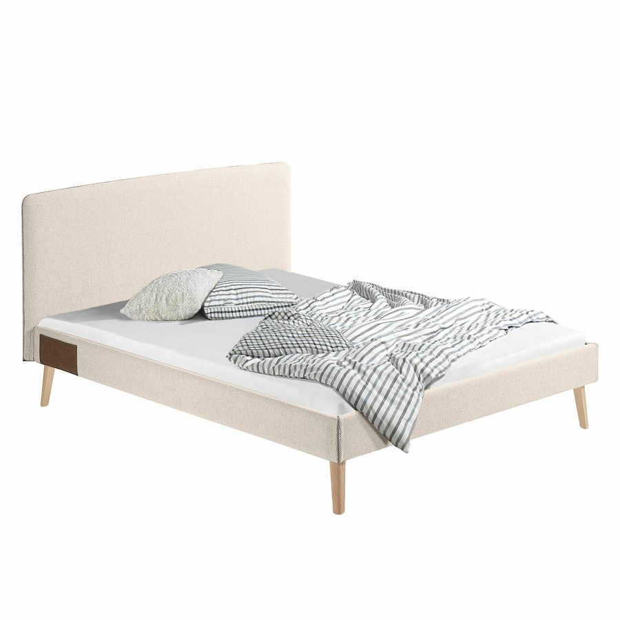 Bettgestelle * | Norrwood Polsterbett Feda Webstoff 160 X 200Cm Beige Meliert