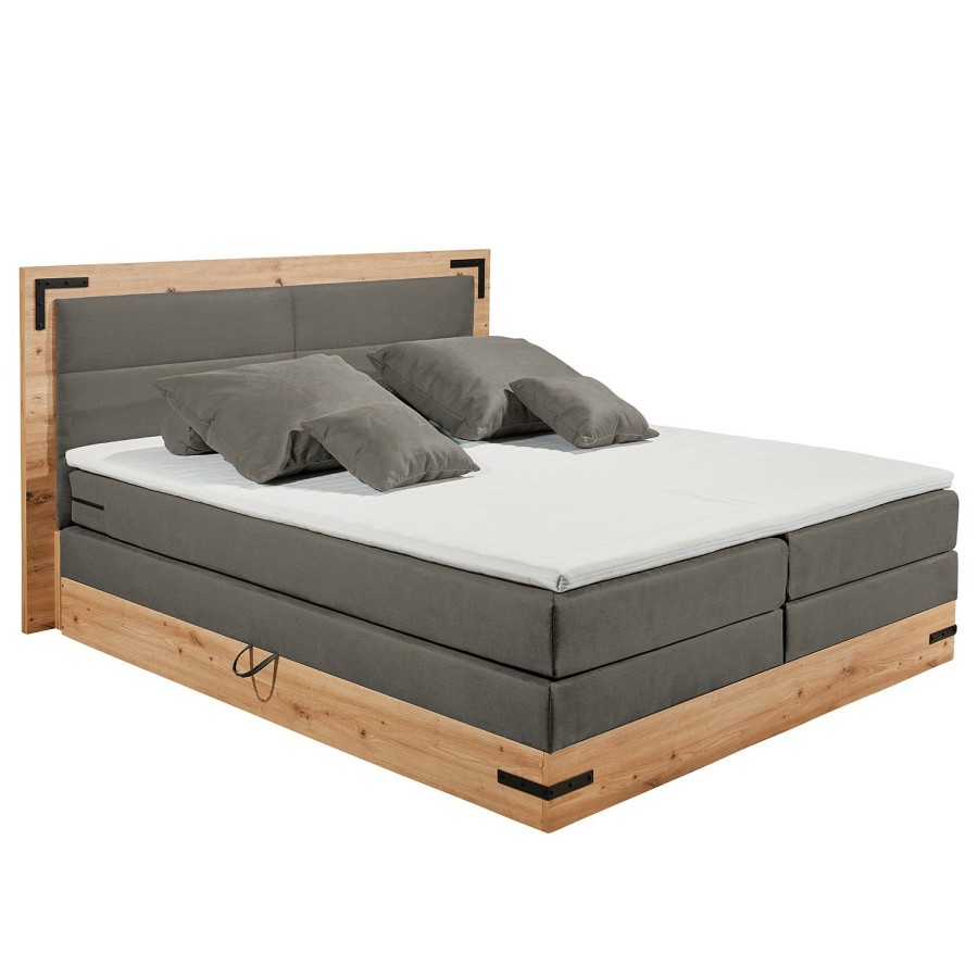 Boxspringbetten * | Loftscape Boxspringbett Woodville Microfaser Zari: Grau