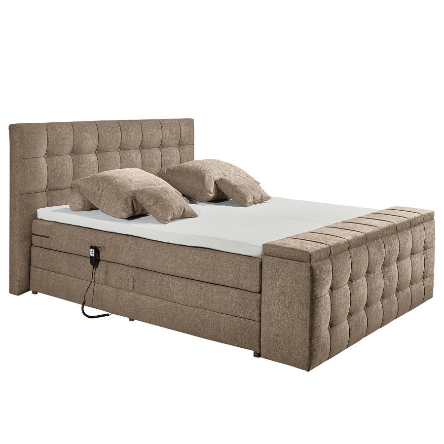 Boxspringbetten * | Loftscape Boxspringbett Trono Ii Microvelours Thala: Sand