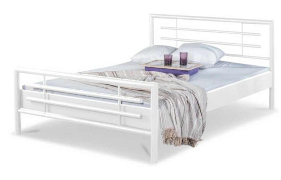 Bettgestelle * | Einrichten24 Metallbett Lola Weis Breite: 90 Cm