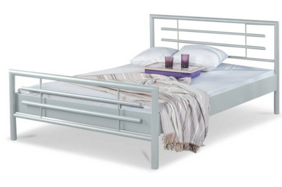 Bettgestelle * | Einrichten24 Metallbett Lola Silbergrau Breite: 140 Cm