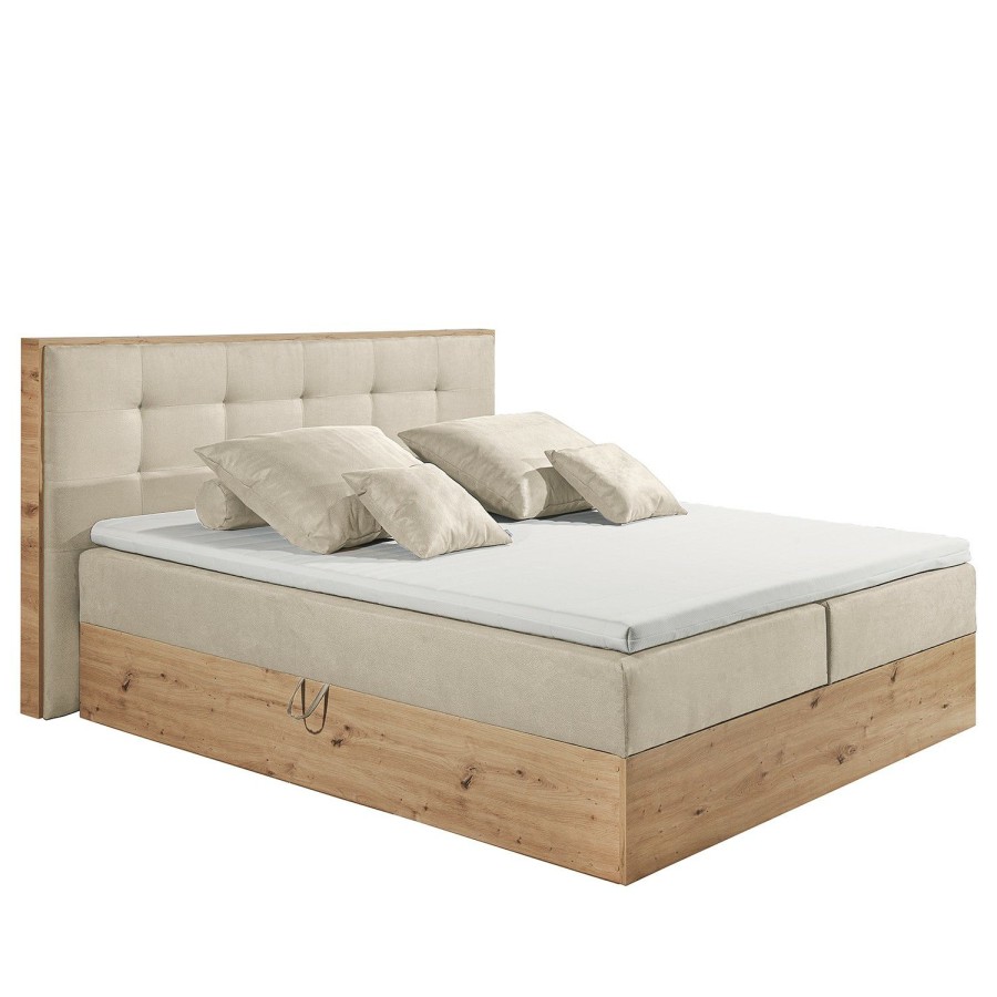 Bettgestelle * | Loftscape Polsterbett Skaland Microfaser Zari: Creme