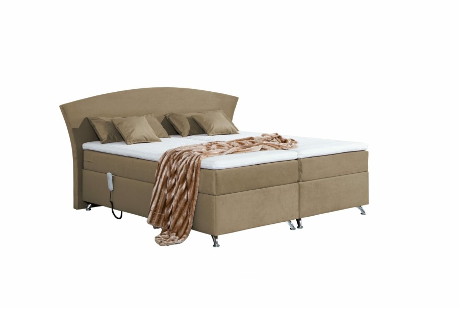 Boxspringbetten * | Spenger Bettenstudio Boxspringbett Quinn Mit Elektro-Motor Taupe Breite: 120 Cm