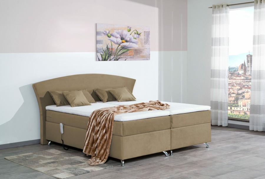 Boxspringbetten * | Spenger Bettenstudio Boxspringbett Quinn Mit Elektro-Motor Taupe Breite: 120 Cm