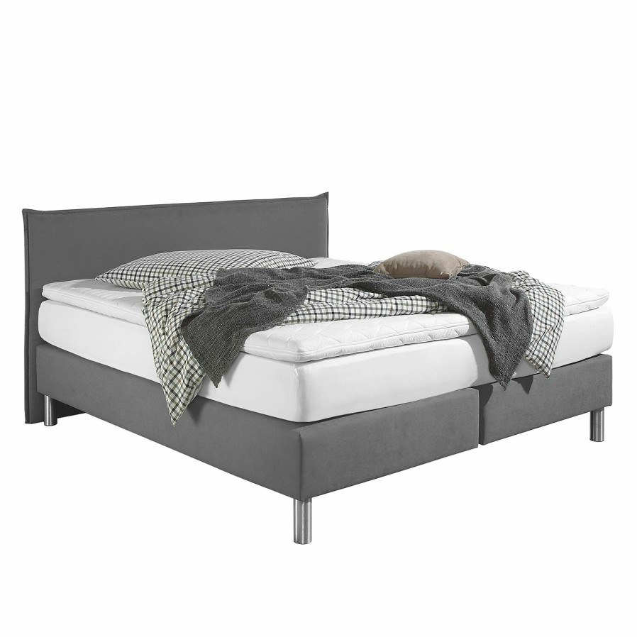 Boxspringbetten * | Loftscape Boxspringbett Hedensted Grau 200 X 200Cm Tonnentaschenfederkernmatratze H3