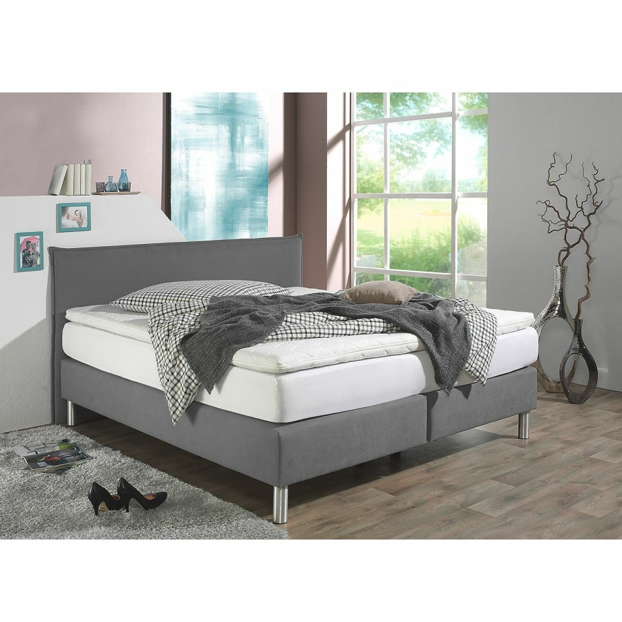 Boxspringbetten * | Loftscape Boxspringbett Hedensted Grau 200 X 200Cm Tonnentaschenfederkernmatratze H3