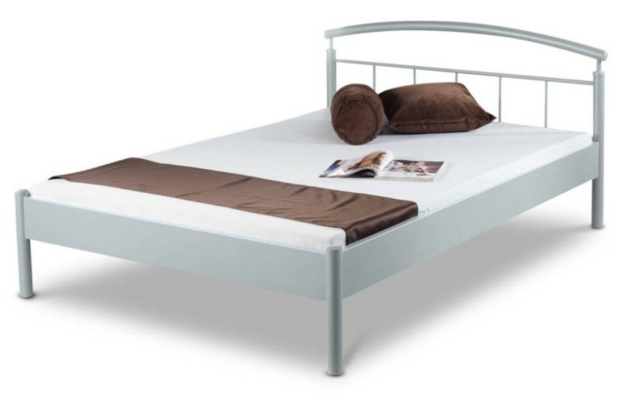 Bettgestelle * | Einrichten24 Metallbett Nina Silbergrau Breite: 160 Cm