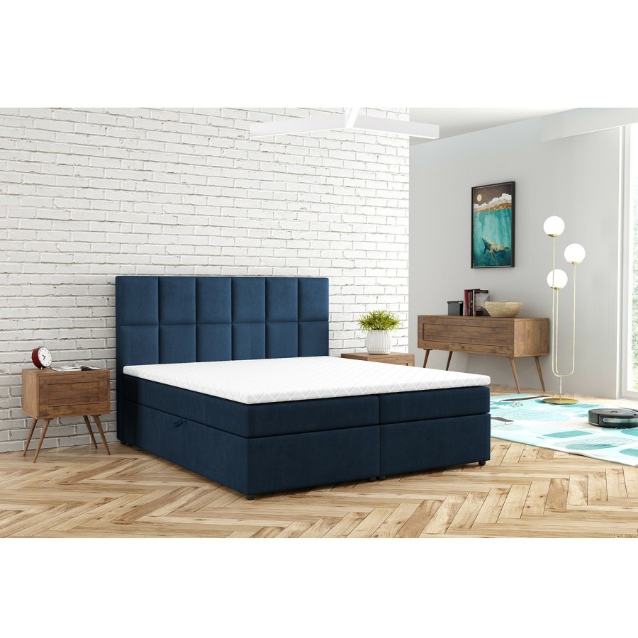 Boxspringbetten * | Loftscape Boxspringbett Fira Blau 180 X 200Cm