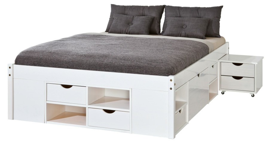 Bettgestelle * | Ebuy24 Timm Bett 160 200 Timm Bett 160 200 Cm, Weiss.