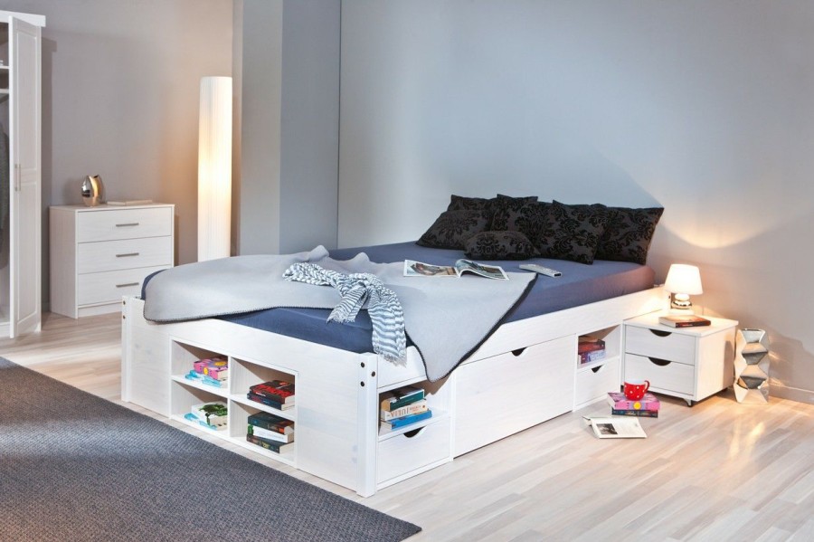 Bettgestelle * | Ebuy24 Timm Bett 160 200 Timm Bett 160 200 Cm, Weiss.