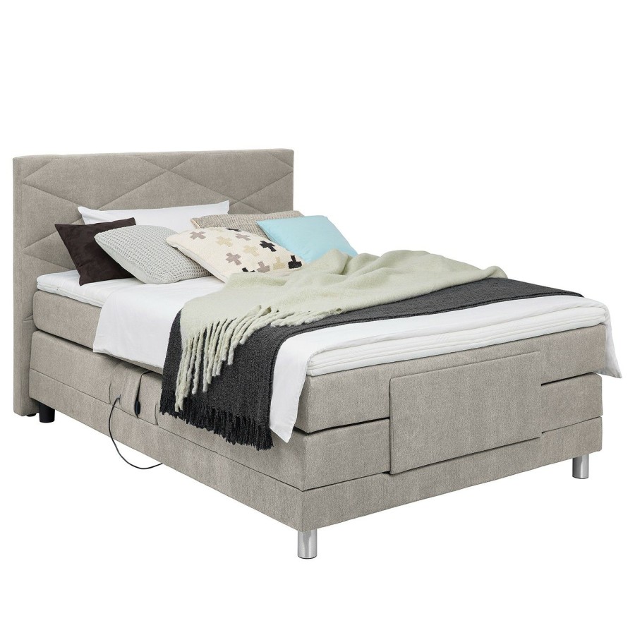 Boxspringbetten * | Trendline By Ada Boxspringbett Talea Chenille Tbs: 2 Steingrau 90 X 200Cm H2