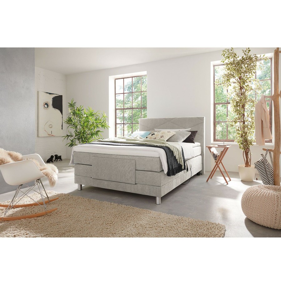 Boxspringbetten * | Trendline By Ada Boxspringbett Talea Chenille Tbs: 2 Steingrau 90 X 200Cm H2