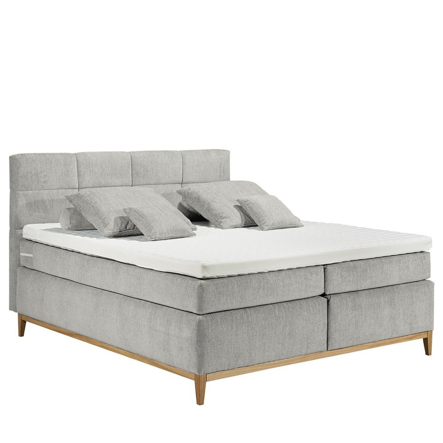 Boxspringbetten * | Loftscape Boxspringbett Esperanto Microvelours Thala: Silber