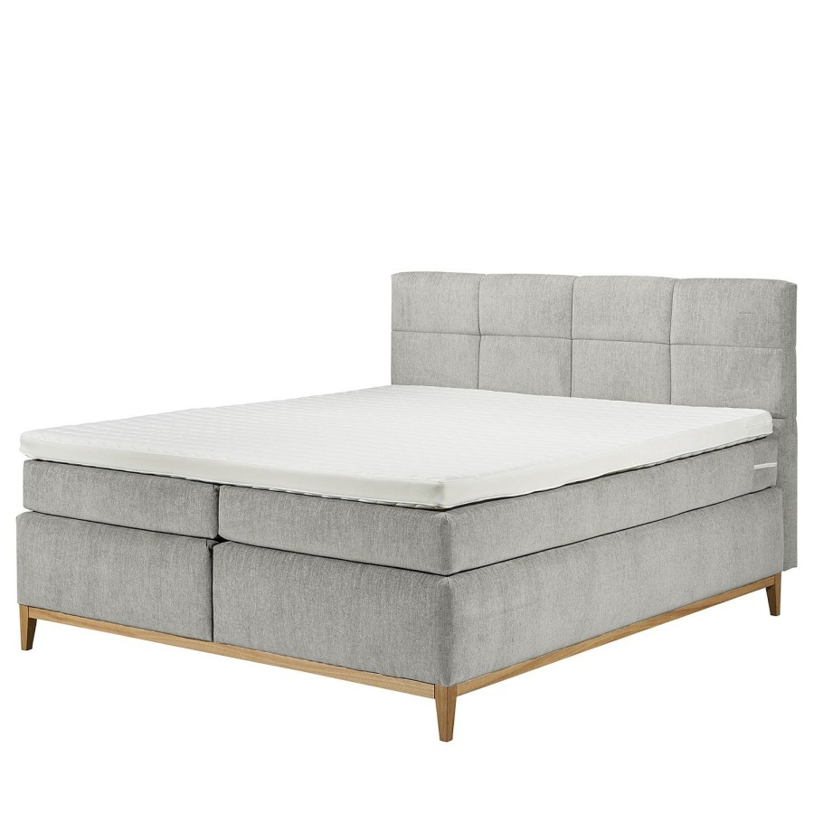 Boxspringbetten * | Loftscape Boxspringbett Esperanto Microvelours Thala: Silber