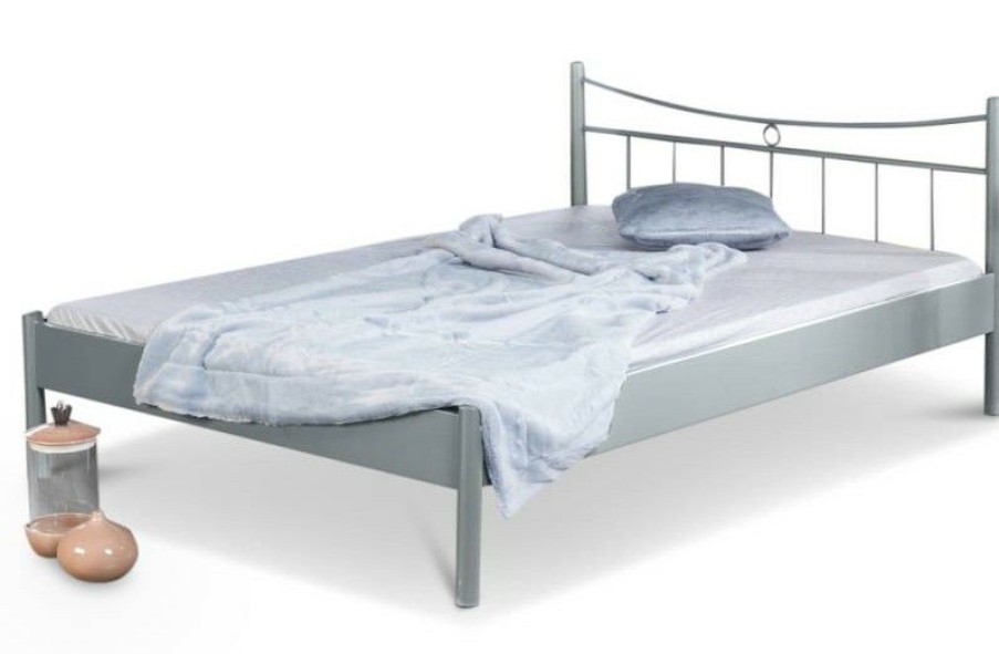 Bettgestelle * | Einrichten24 Metallbett Lucy Silbergrau Breite: 120 Cm