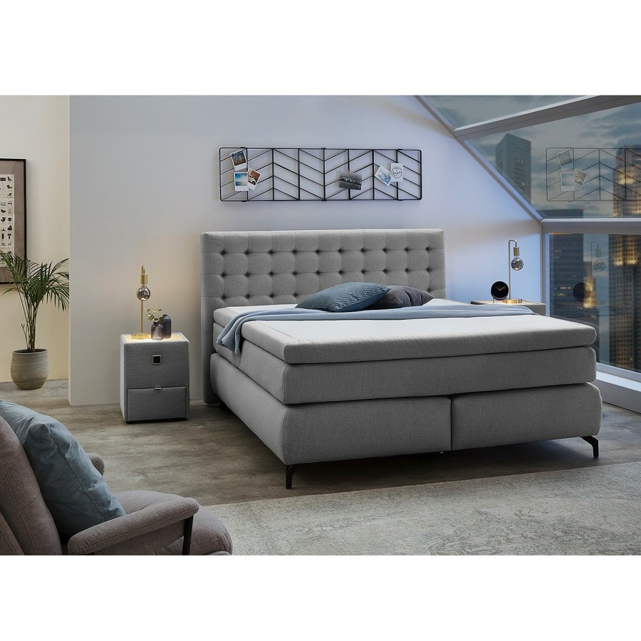 Boxspringbetten * | Loftscape Boxspringbett Crosstown Iii Grau