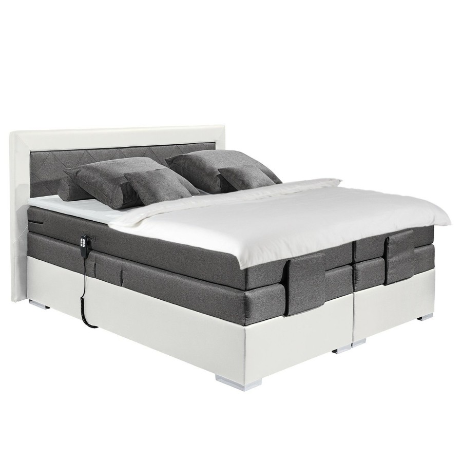 Boxspringbetten * | Loftscape Boxspringbett Bellmont Inkl. Motor, Kopf- Und Fusverstellung Alpinweis / Anthrazit 180 X 200Cm