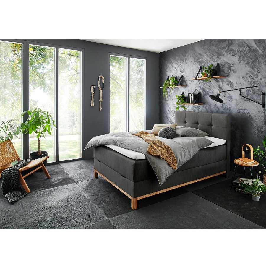 Boxspringbetten * | Meise.Mobel Boxspringbett Catania Webstoff Meara: Anthrazit 120 X 200Cm