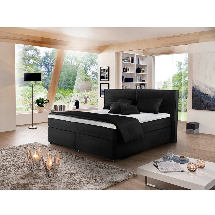 Boxspringbetten * | Loftscape Boxspringbett Clark Schwarz 200 X 200Cm H4