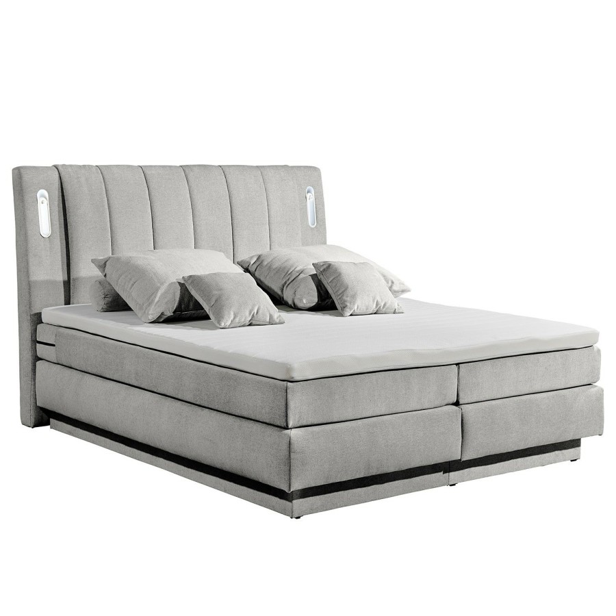 Boxspringbetten * | Loftscape Boxspringbett Smithers Microvelours Thala: Silber