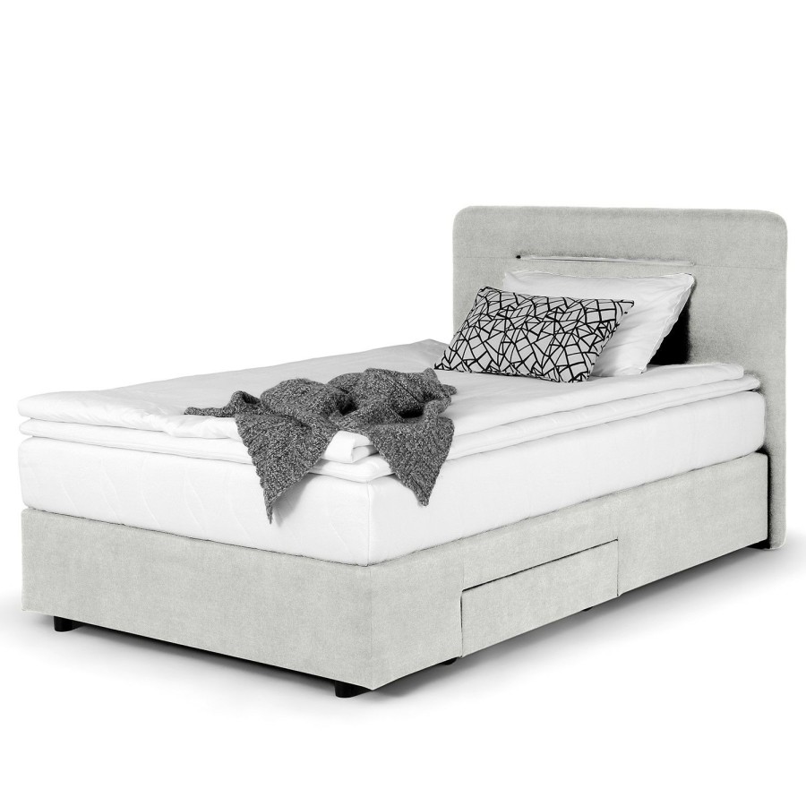 Boxspringbetten * | Loftscape Boxspringbett Runner Ii Mit Beleuchtung Microfaser Senga: Silber