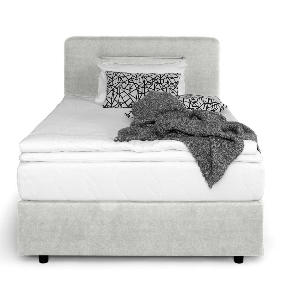 Boxspringbetten * | Loftscape Boxspringbett Runner Ii Mit Beleuchtung Microfaser Senga: Silber