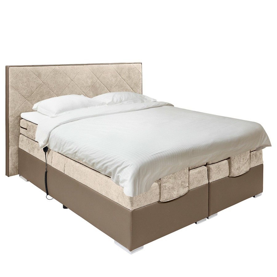 Boxspringbetten * | Fredriks Boxspringbett Newborough Webstoff Creme / Taupe