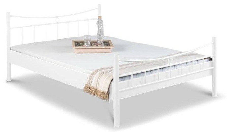 Bettgestelle * | Einrichten24 Metallbett Lily Weis Breite: 200 Cm