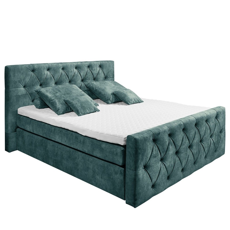 Boxspringbetten * | Loftscape Boxspringbett Kenton Blau 160 X 200Cm