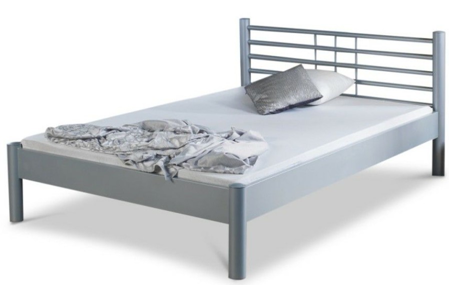 Bettgestelle * | Einrichten24 Metallbett Mia Silbergrau Breite: 100 Cm