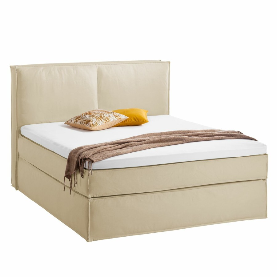 Boxspringbetten * | Eva Padberg Collection Boxspringbett Kinx Baumwollstoff Sand